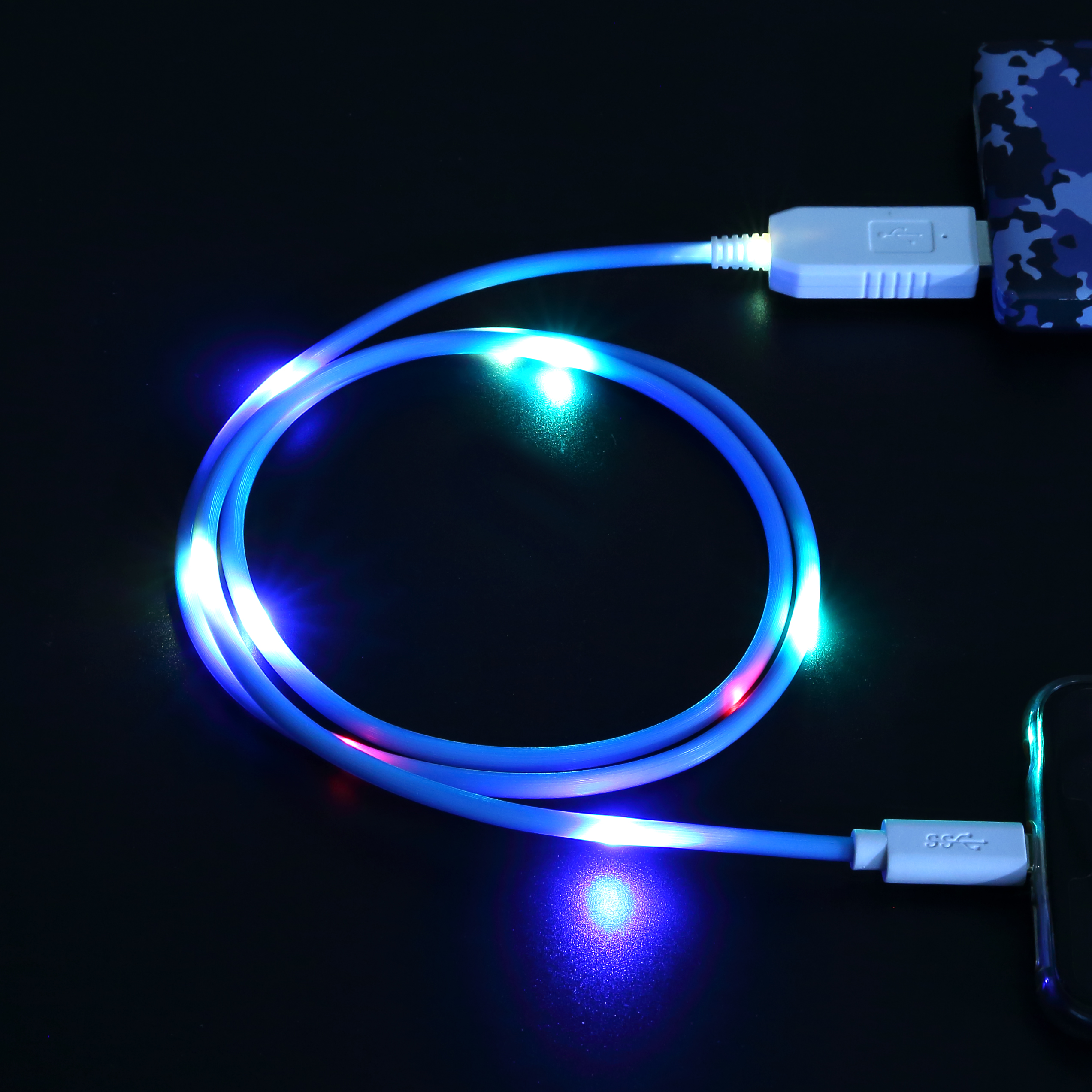 抖音爆款  个性创意 声控节拍数据线 LED七彩发光线
